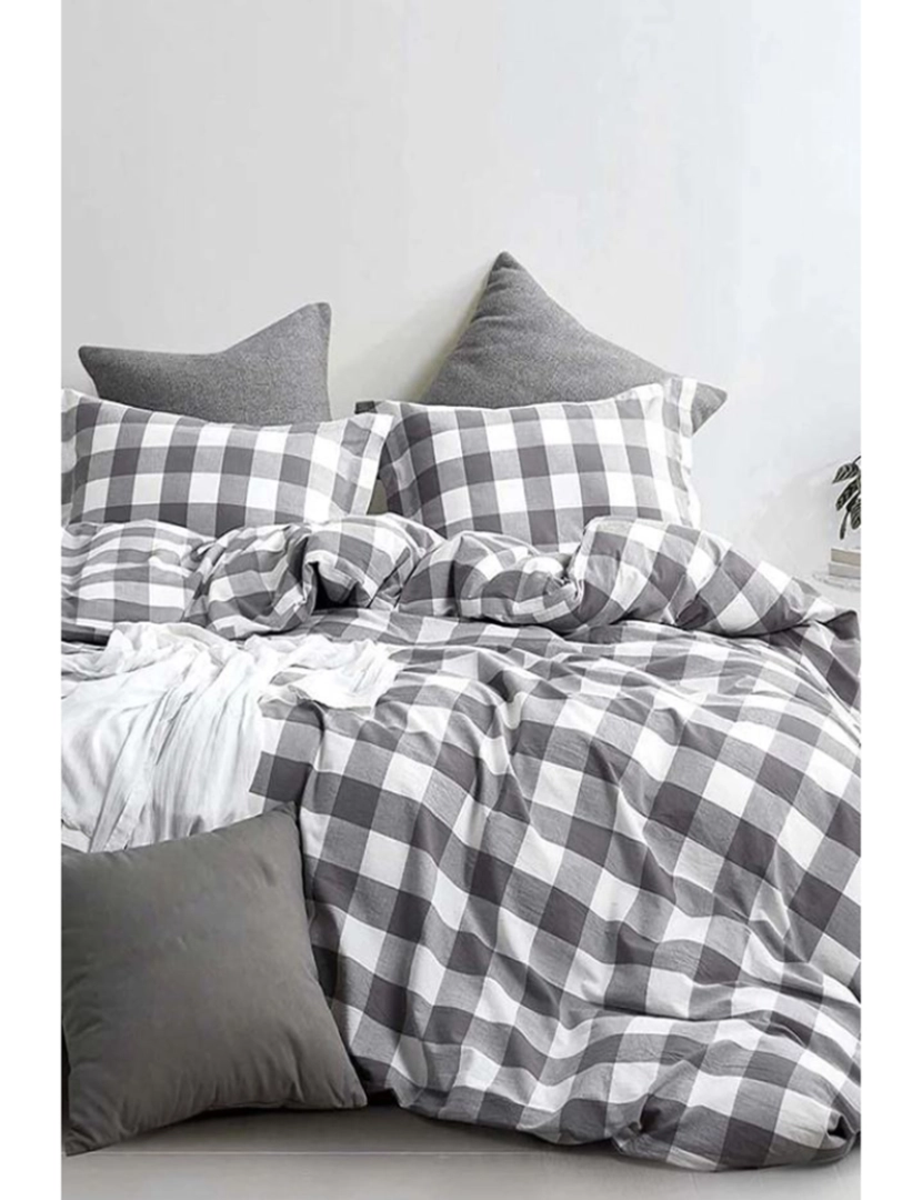 Mila Home - Conjunto Roupa Cama Casal Mini Square Cinzento