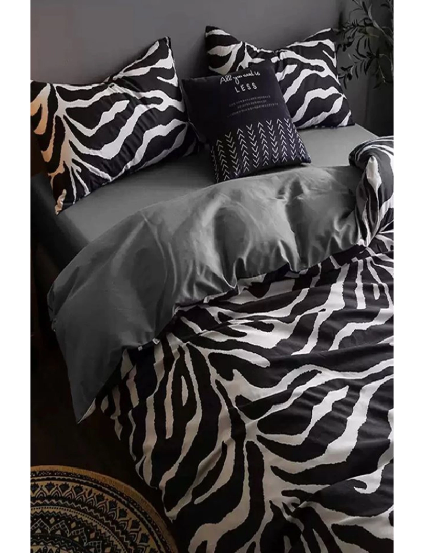 Mila Home - Conjunto Roupa Cama Solteiro Zebra Preto Branco