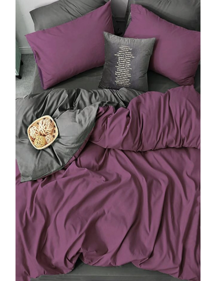 Mila Home - Conjunto Roupa Cama Solteiro Violeta Cinzento