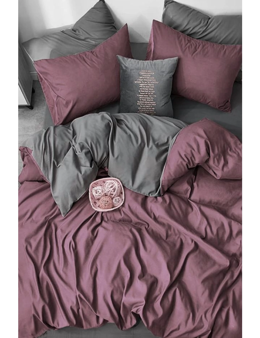 Mila Home - Conjunto Roupa Cama Casal Violeta Cinzento