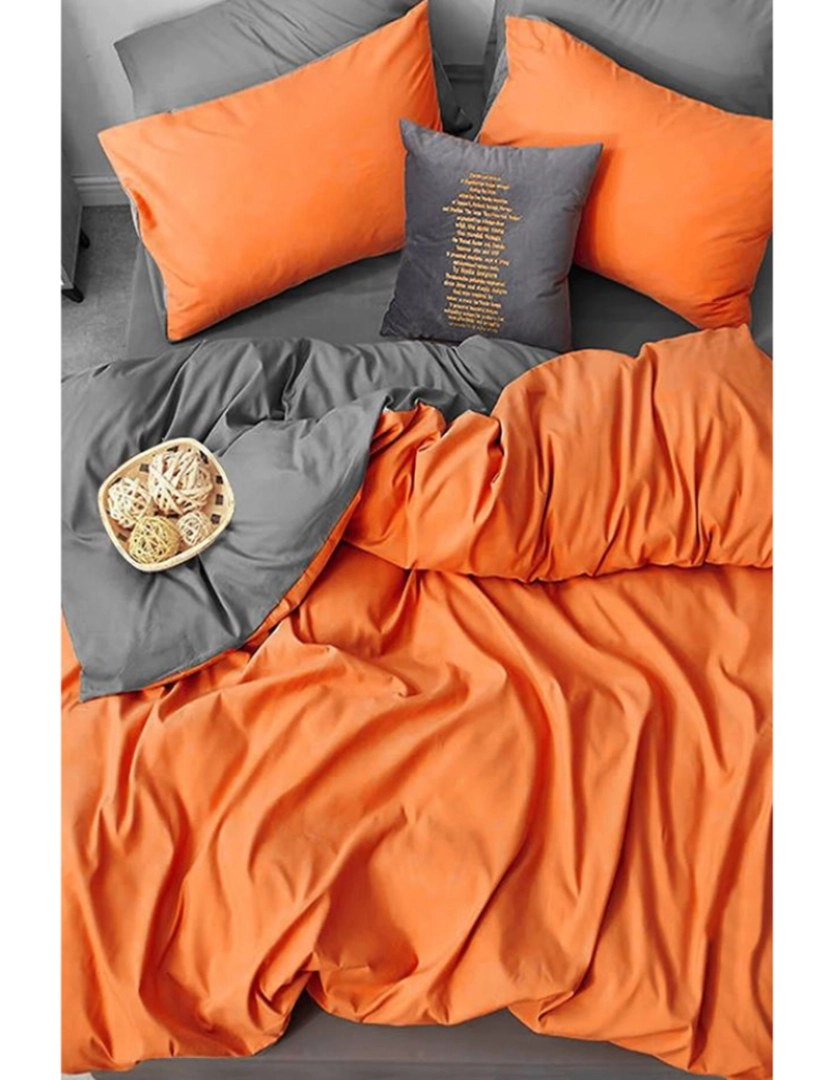 Mila Home - Conjunto Roupa Cama Solteiro Laranja Cinzento