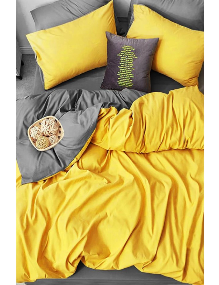 Mila Home - Conjunto Roupa Cama Solteiro Amarelo Cinzento