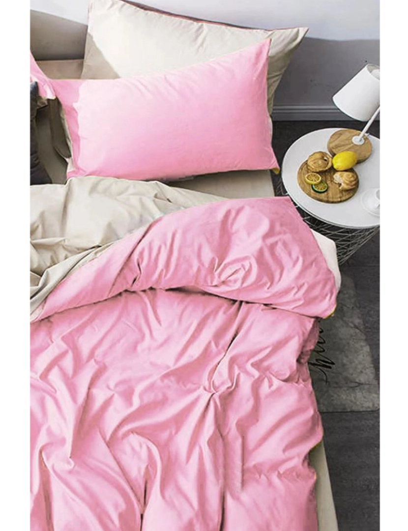 Mila Home - Conjunto Roupa Cama Casal Rosa Bege