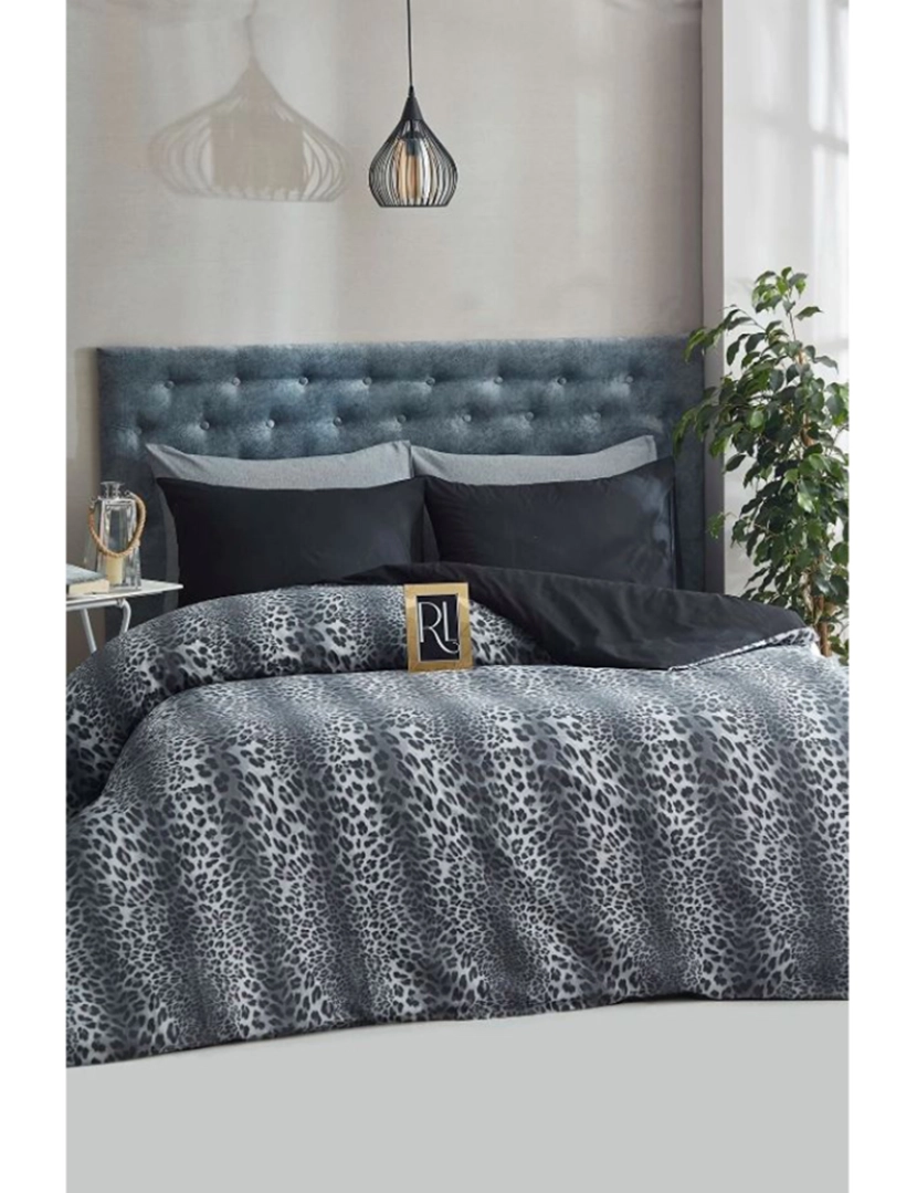 Mila Home - Conjunto Roupa Cama 100% Algodão Solteiro Leopard Preto