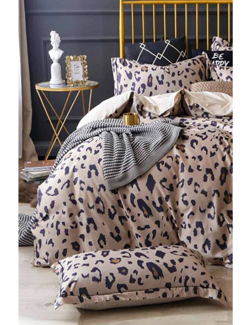 Mila Home - Conjunto Roupa Cama Solteiro Leopard Castanho