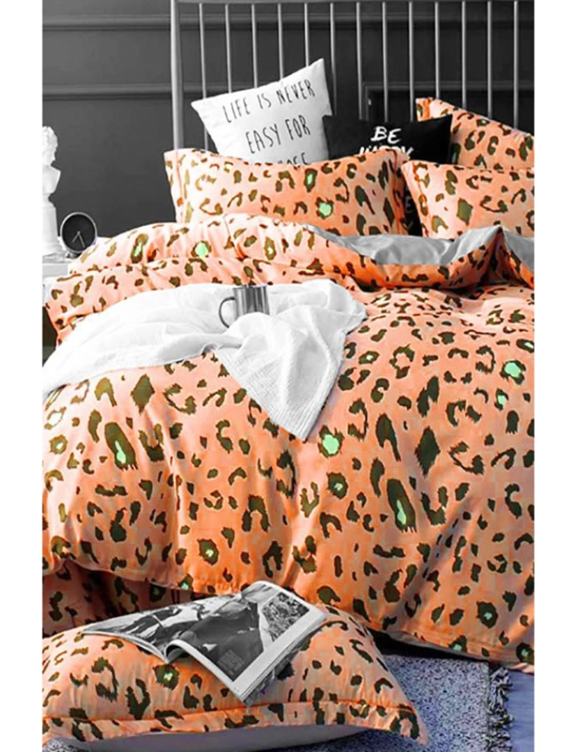 Mila Home - Conjunto Roupa Cama Solteiro Leopard Laranja