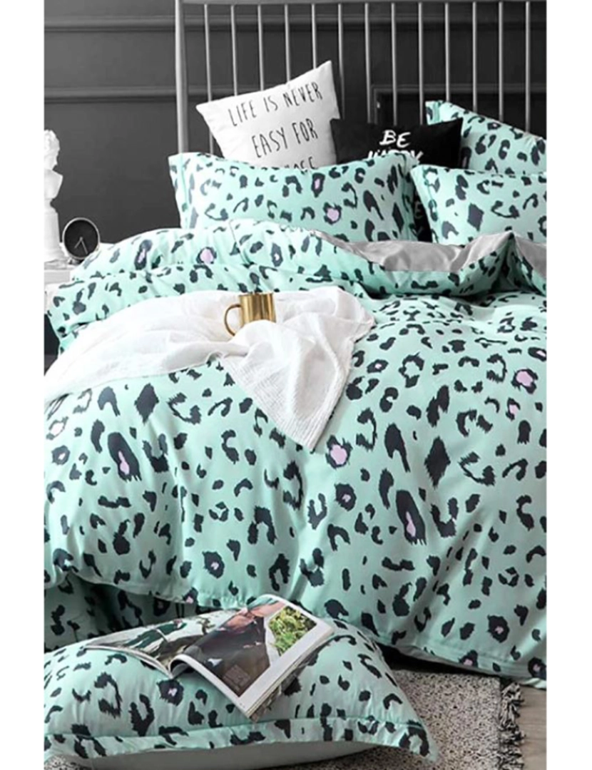 Mila Home - Conjunto Roupa Cama Solteiro Leopard Verde