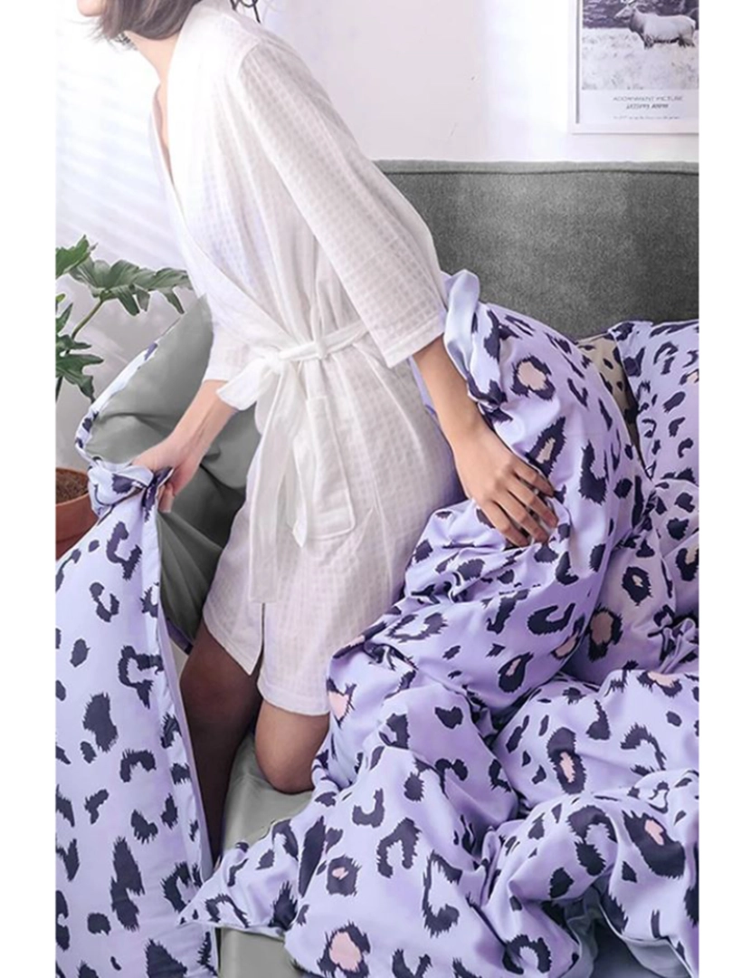 Mila Home - Conjunto Roupa Cama Solteiro Leopard Roxo