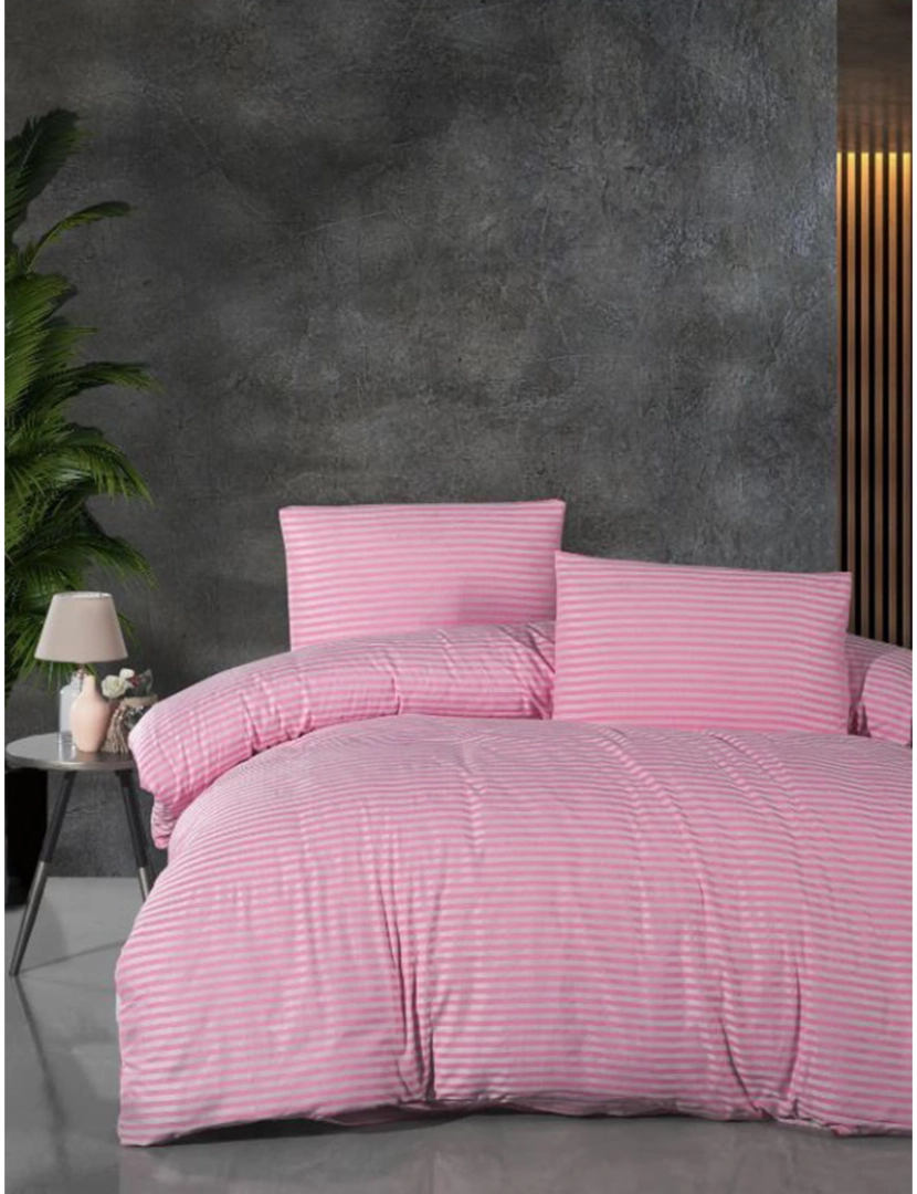 Mila Home - Capa Edredon Casal Striped Rosa 