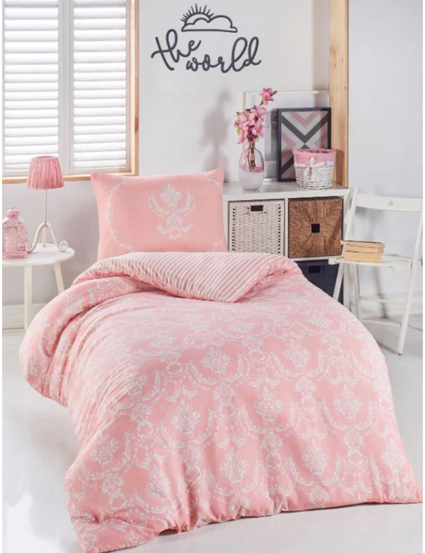 Mila Home - Capa Edredon Solteiro Royalty Rosa