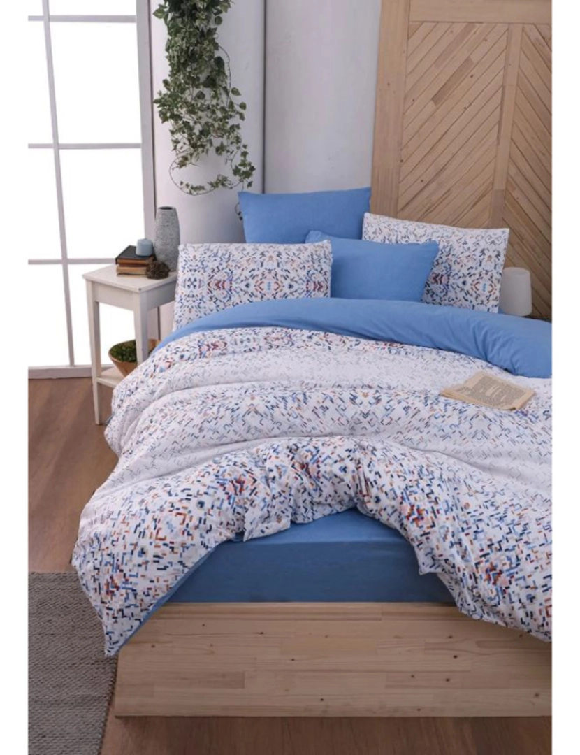 Mila Home - Conjunto Roupa Cama Casal Étnico Azul