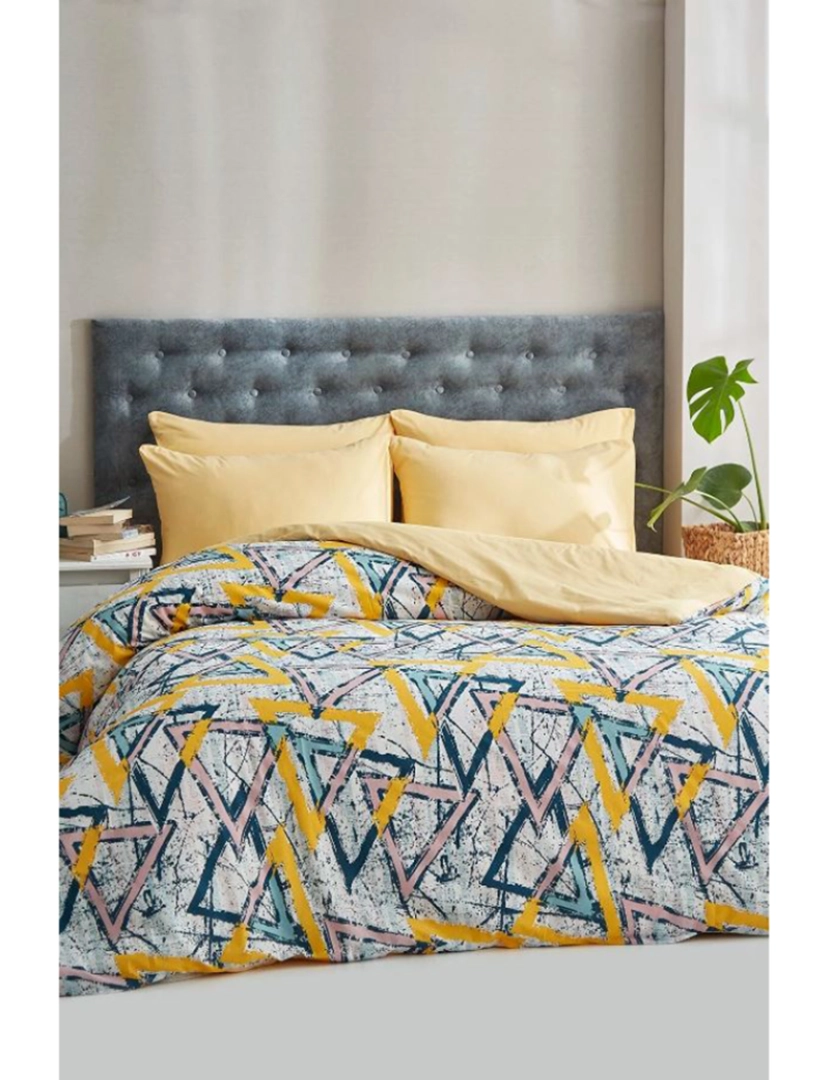 Mila Home - Conjunto Roupa Cama 100% Algodão Solteiro Pyramid Amarelo