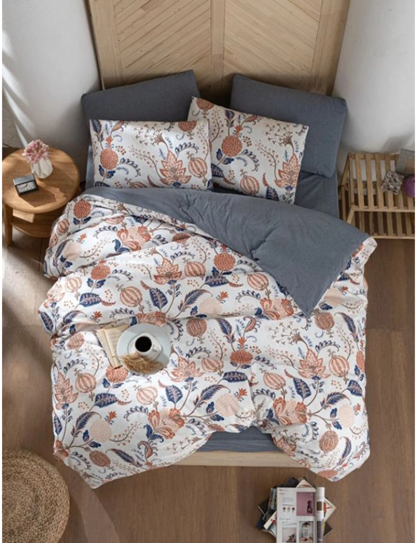 Mila Home - Conjunto Roupa Cama Casal Floral Bege