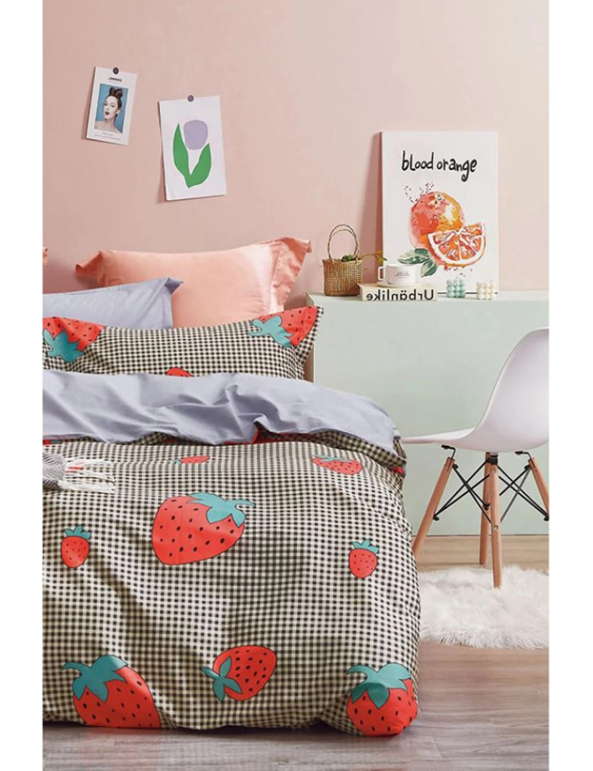 Mila Home - Conjunto Roupa Cama Solteiro Strawberry