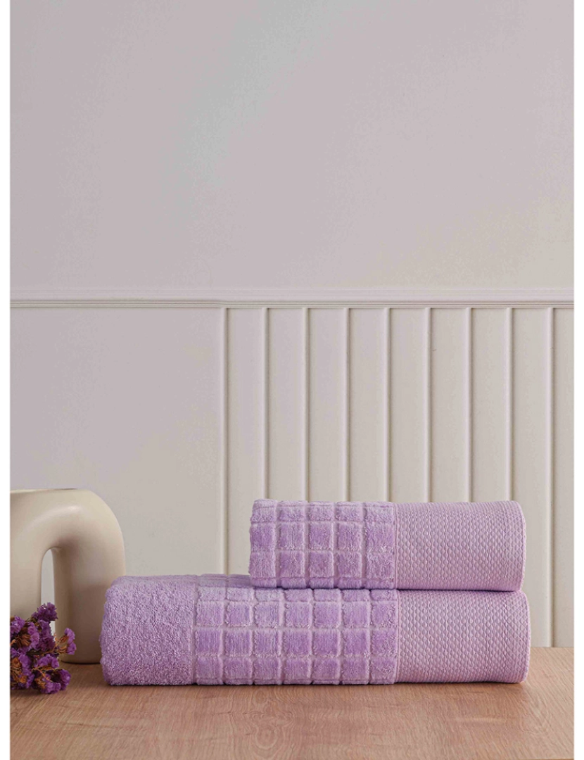 Mila Home - Conjunto de Toalhas Luxo 2 Peças Quadrada Roxo Claro