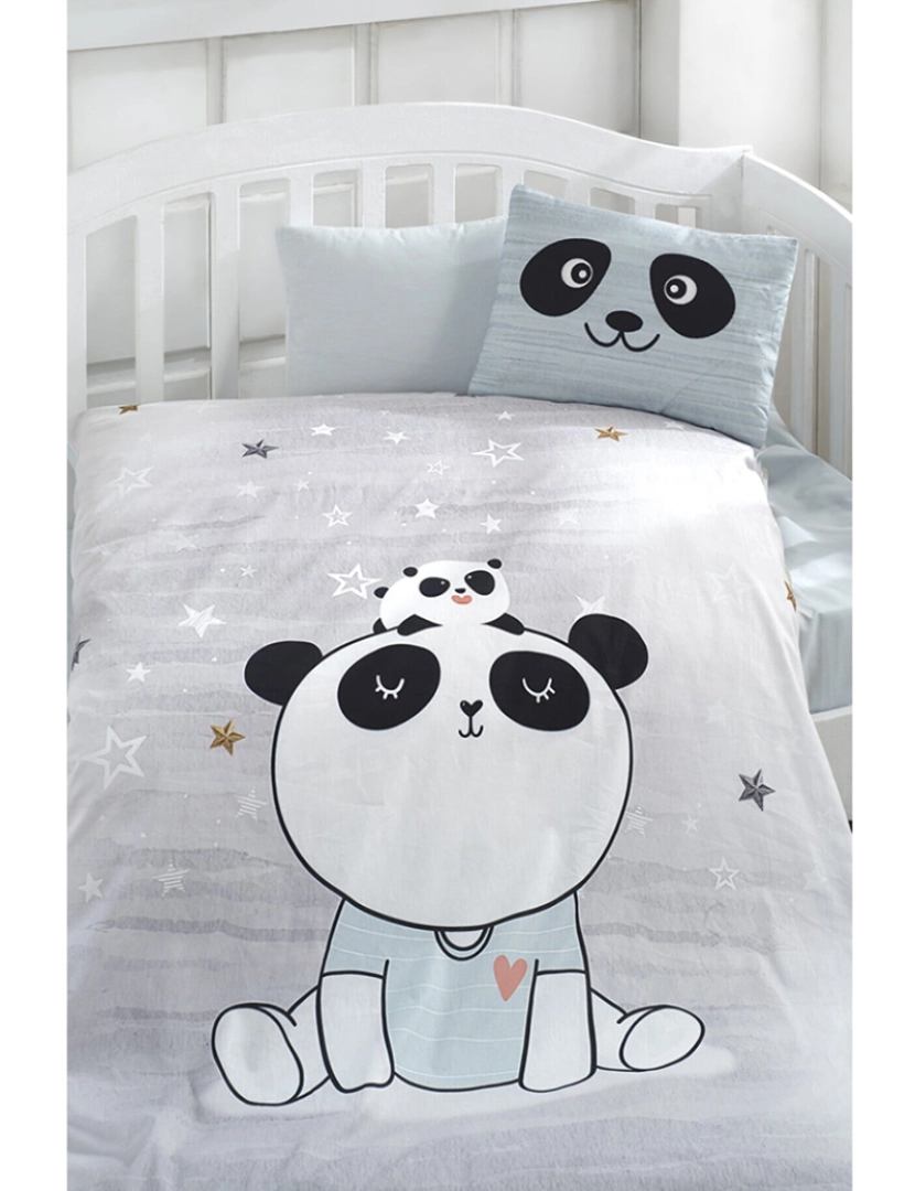 Mila Home - Conjunto de roupa de cama de algodão Panda para bebês/crianças