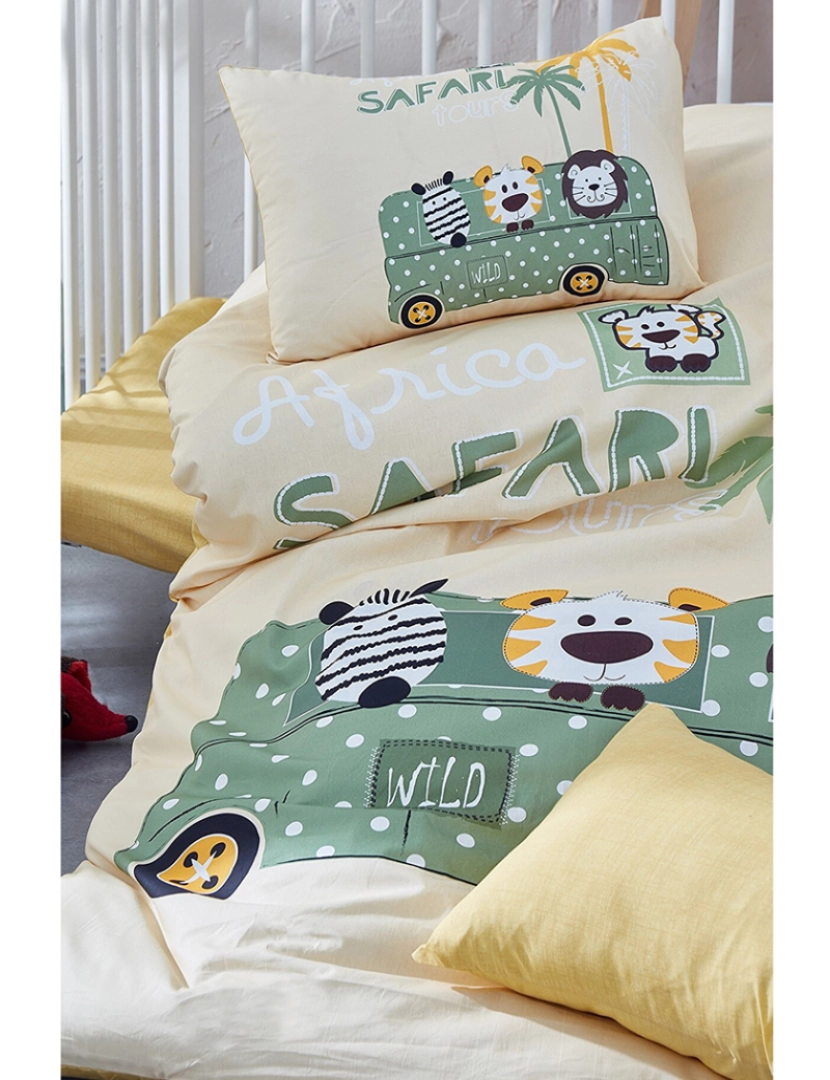 Mila Home - Conjunto de roupa de cama de algodão Safari para bebês/crianças