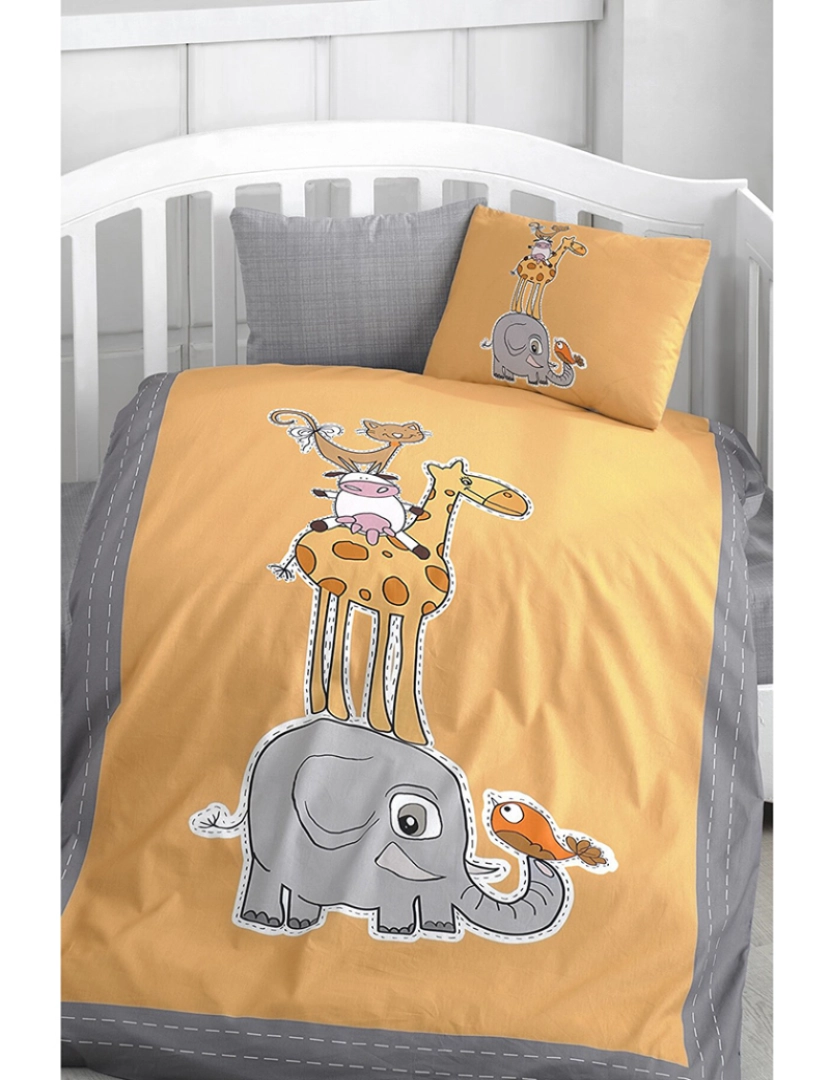 Mila Home - Conjunto de roupa de cama infantil de algodão animal laranja