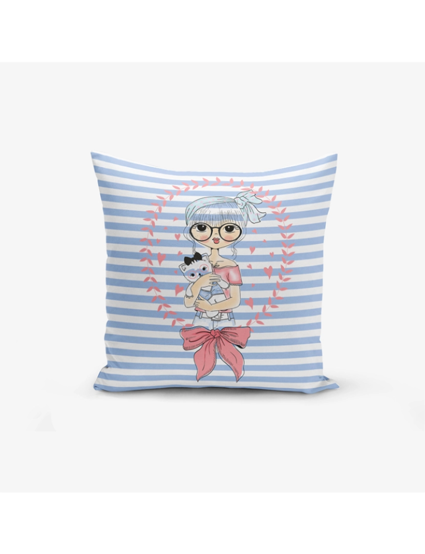 Mila Home - Fronha Fashion Girl Listrada Azul