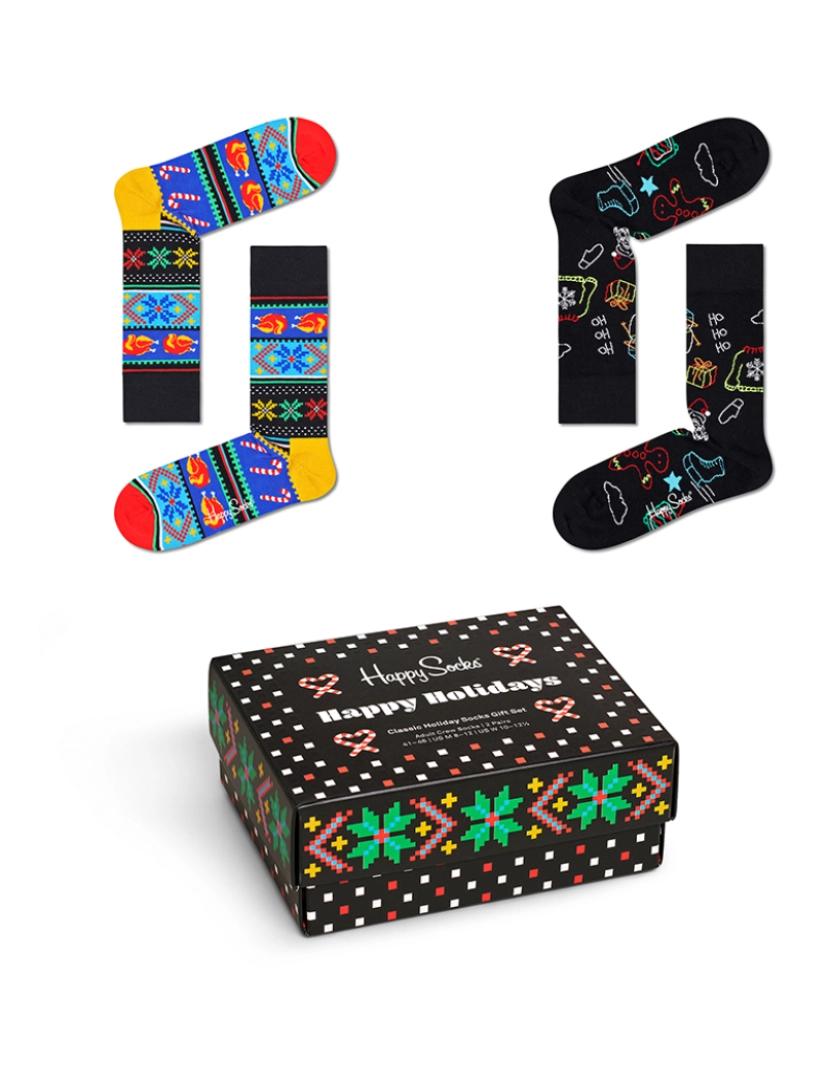 Happy Socks - Conjunto de 2 meias Ho Ho Ho para presente