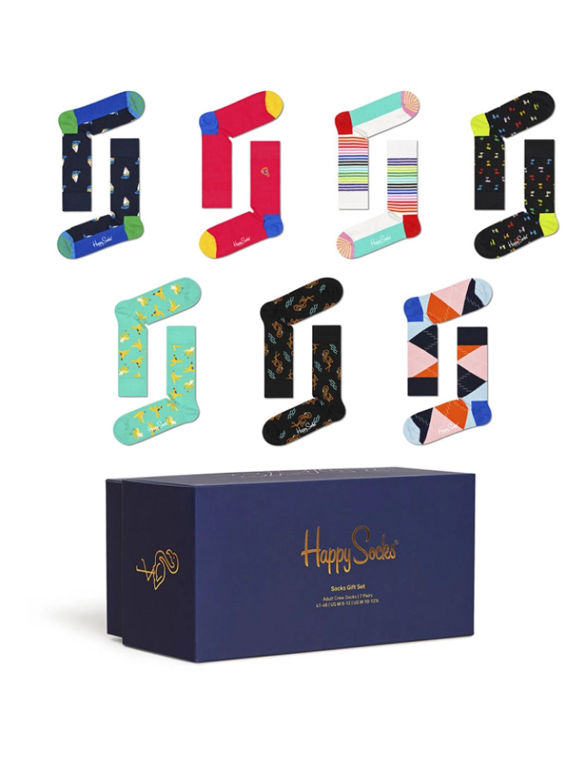 Happy Socks - Conjunto de 7 meias para presente de 7 dias