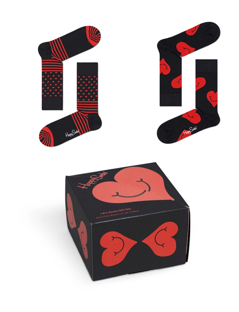 Happy Socks - Conjunto de 2 meias para presente I Heart You