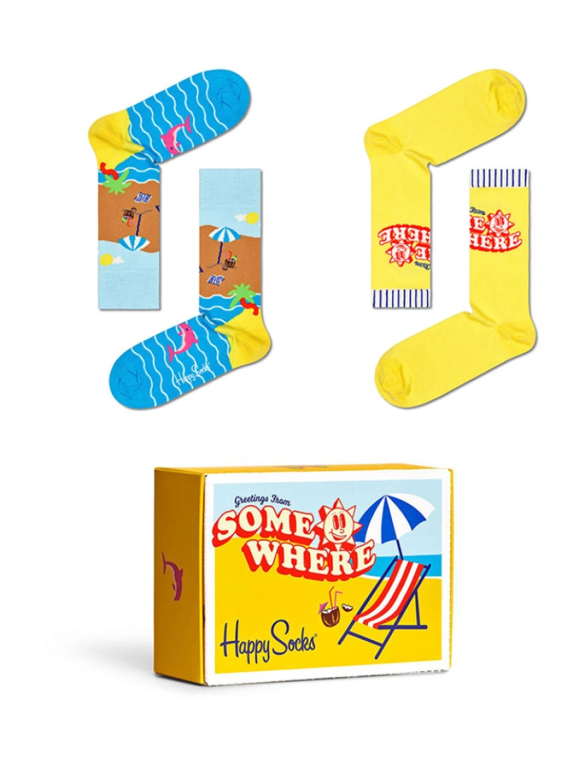 Happy Socks - Conjunto de 2 meias para presente Wish You Were Here