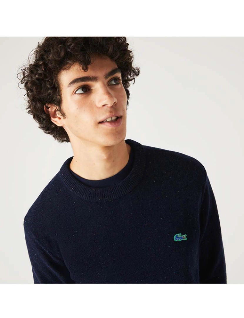 imagem de Sweatshirt de lã de corte regular com estampa manchada Homem Azul Marinho Nepse15