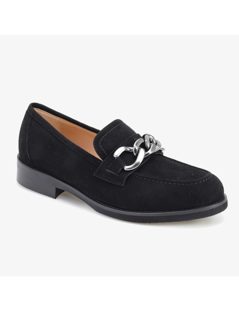 Scarpin - Mocassim com corrente Preto