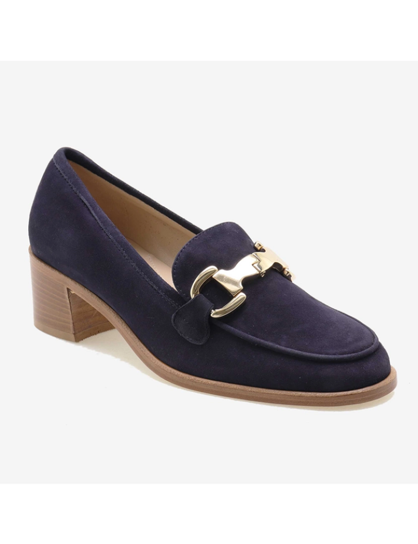 Scarpin - Mocassim camurça com bridão Azul