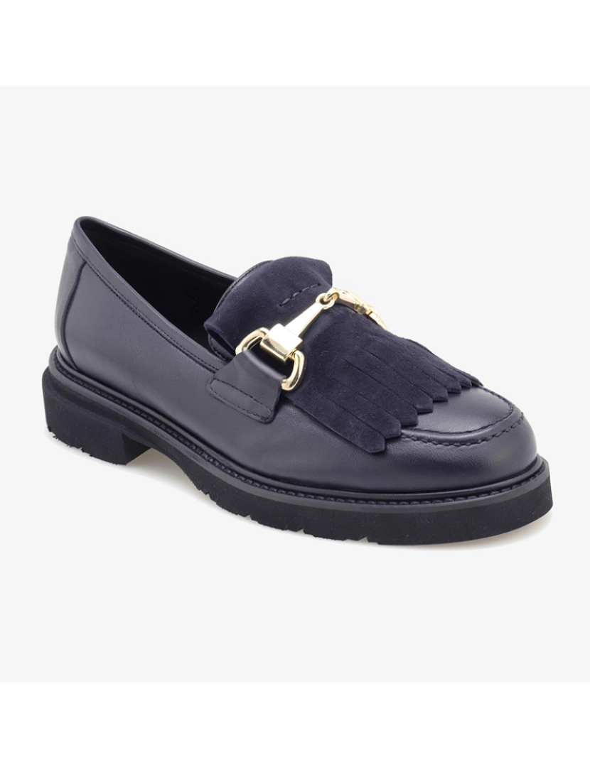 Scarpin - Mocassim franja de camurça Azul