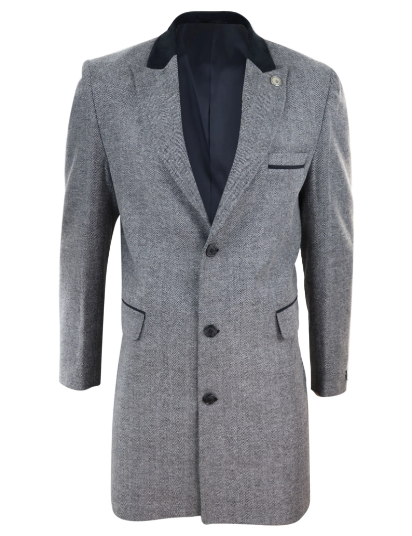 Truclothing - 3/4 longo Overcoat Cinza Herringbone Tweed Peaky Blinders