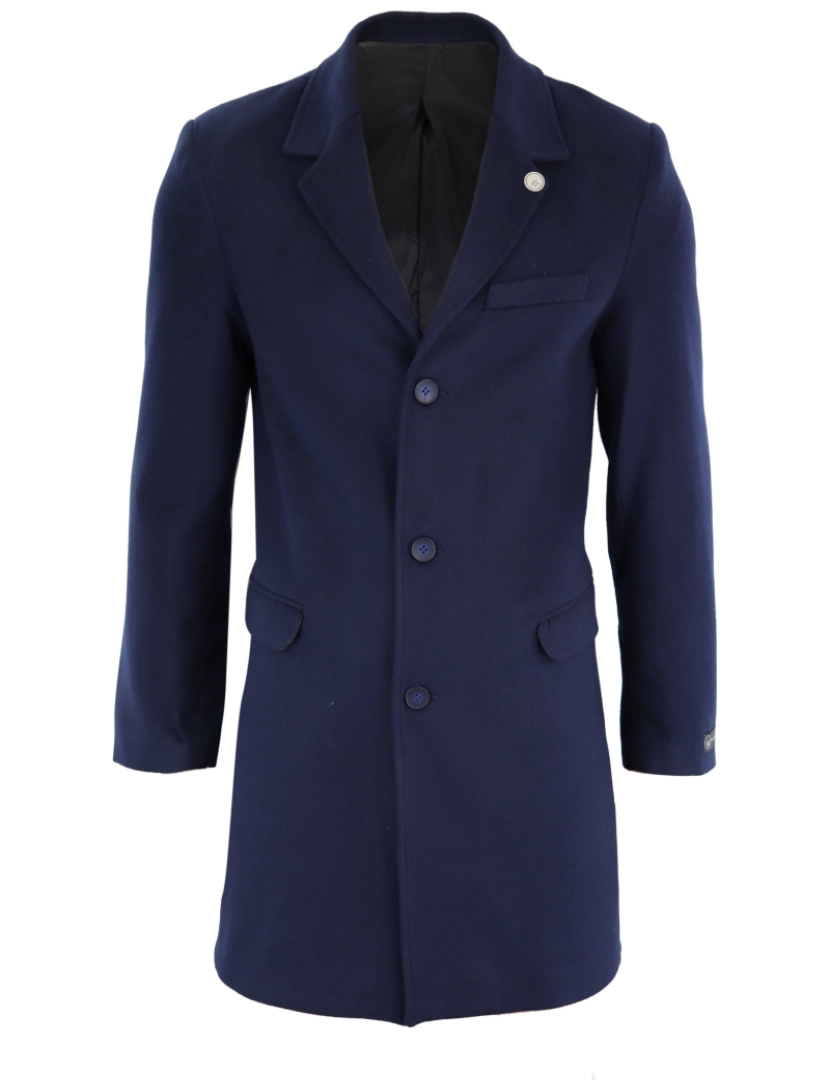 Truclothing - Marinha longo lã mistura Overcoat Peaky Blinders