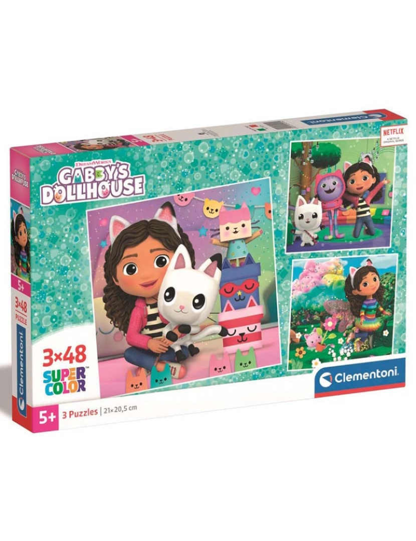 Clementoni - 3X48 GABBY´S DOLLHOUSE 25295