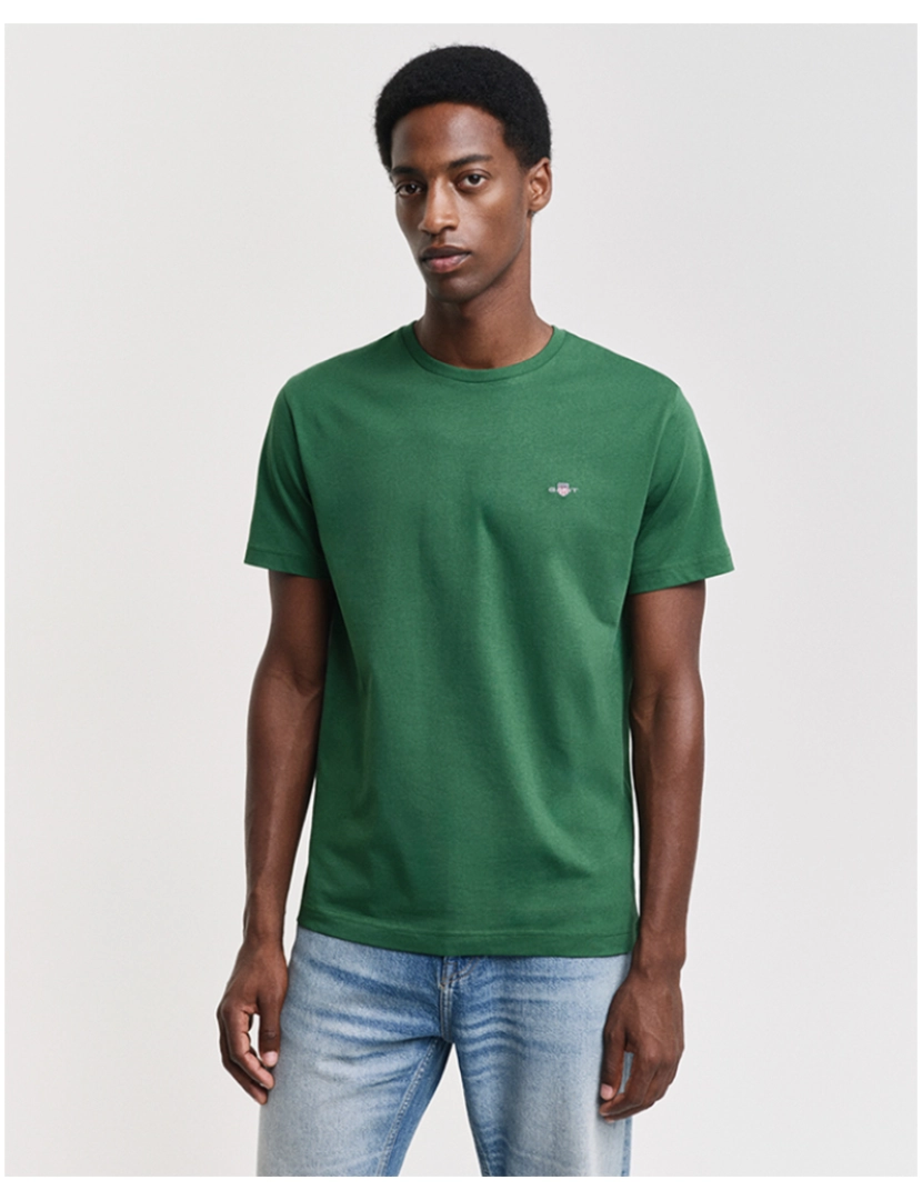 Gant - T-Shirt De Homem Com Bordado Verde