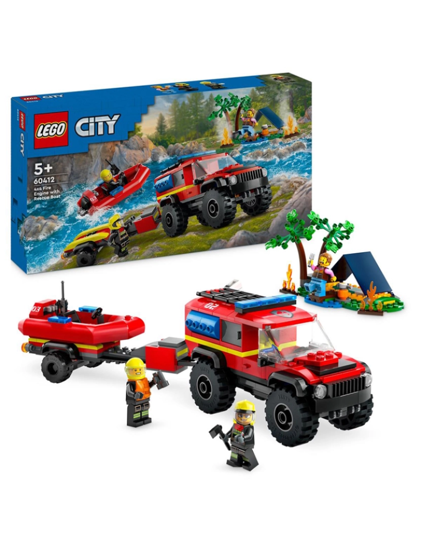 Lego - LEGO CITY CAMIÃO BOMBEIROS 4X4 BARCO RESGATE 60412