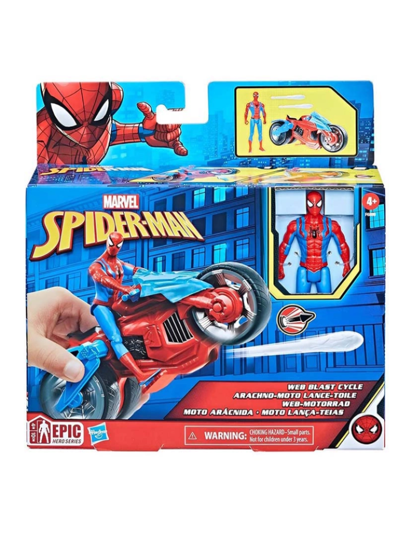 Hasbro - Spiderman Figura 10Cm E Moto Lança-Teias F68995L0