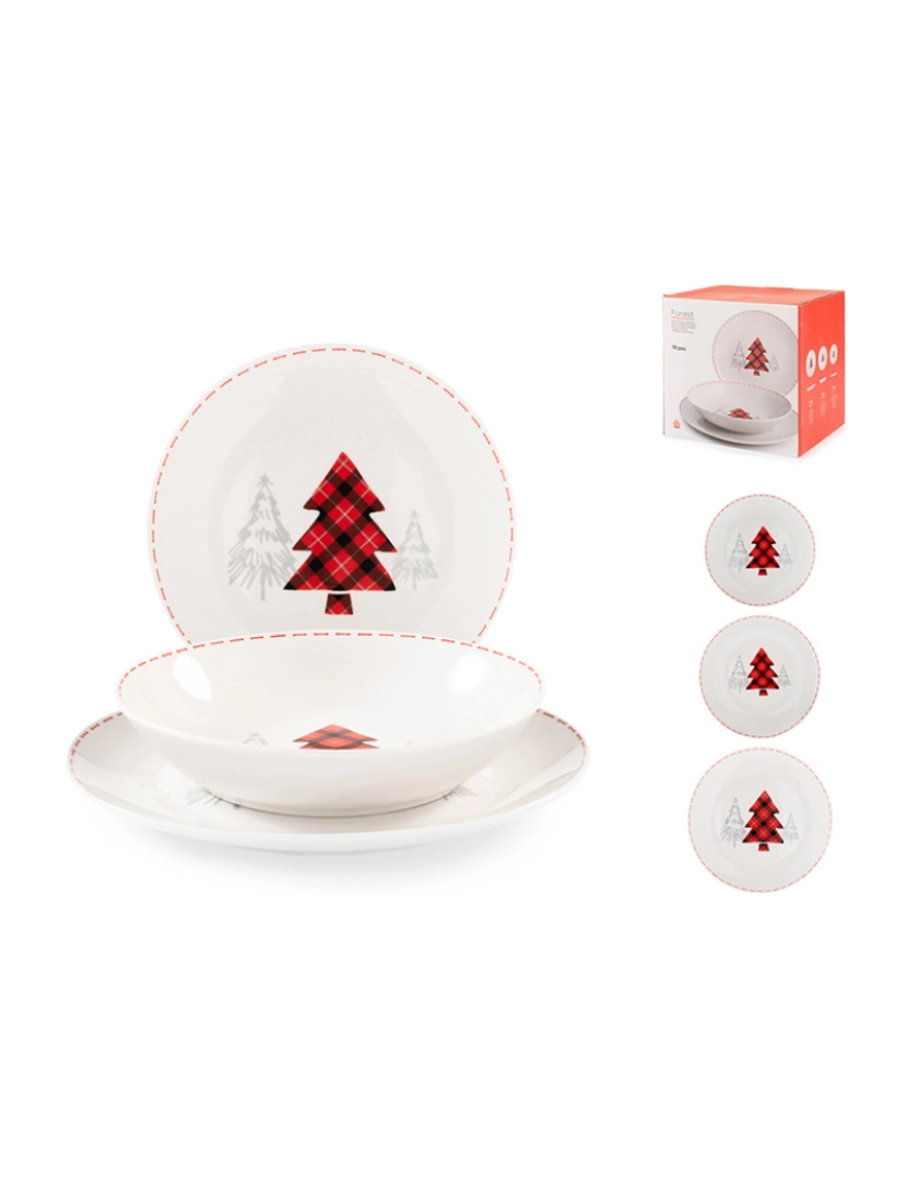 coseAcasa - Serviço de mesa Forest Coupe 18 peças, porcelana