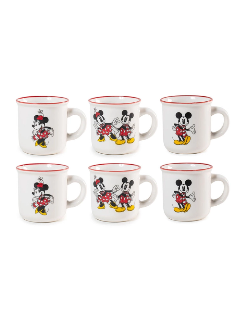 coseAcasa - Conjunto de Natal Mickey e Minnie com 6 xícaras de café em New Bone China, 140 cc