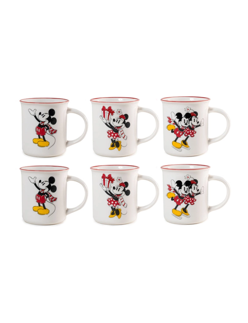 coseAcasa - Conjunto de Natal Mickey e Minnie 6 canecas em New Bone China, 330cc,