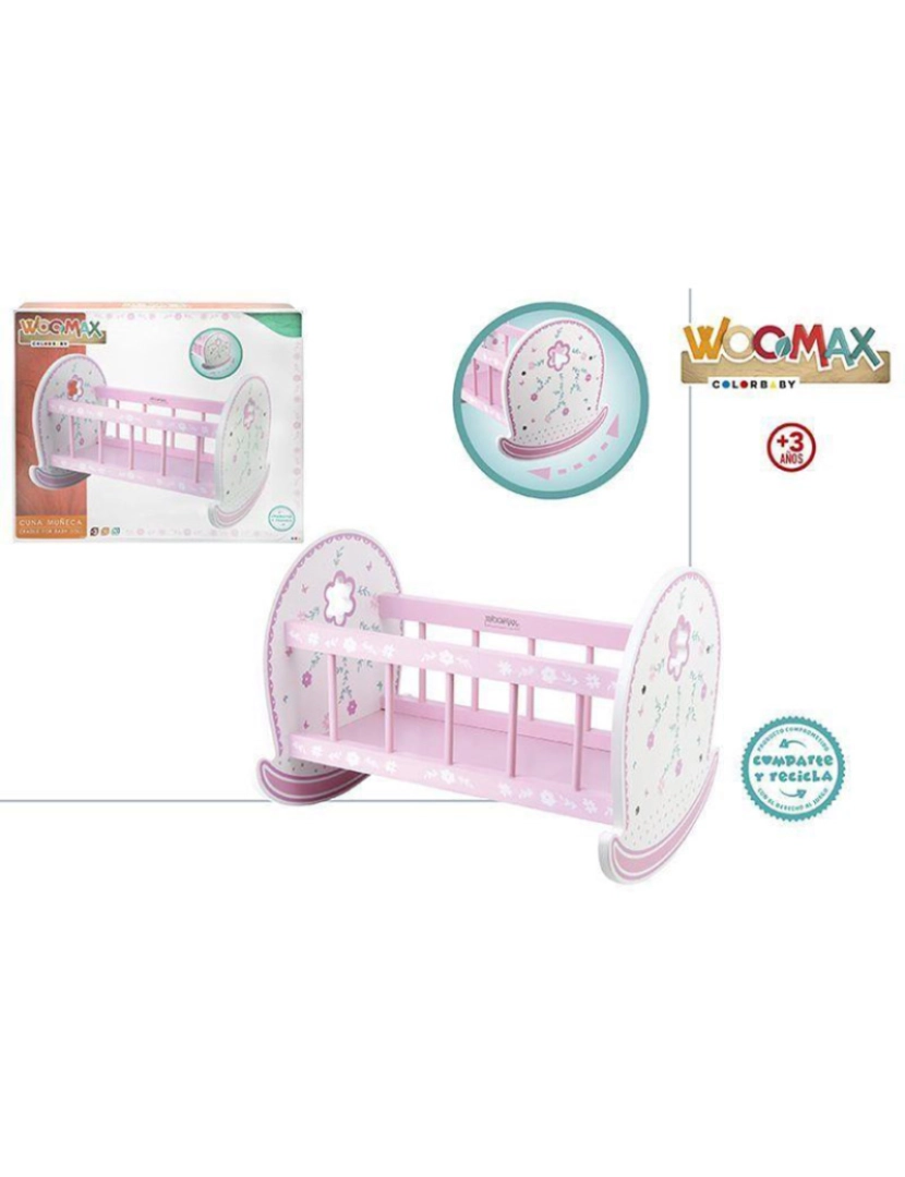 Woomax - CAMA BONECA MADEIRA 48X35X35 CM 46474