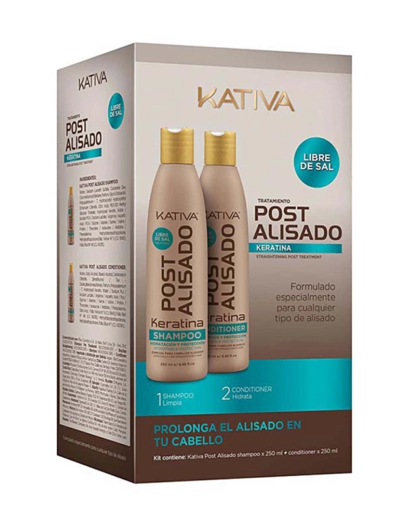 Kativa - Kit Pós Alisamento x 2 Unidades                                                                              (Shampoo 250 ML + Condicionador 250 ML)