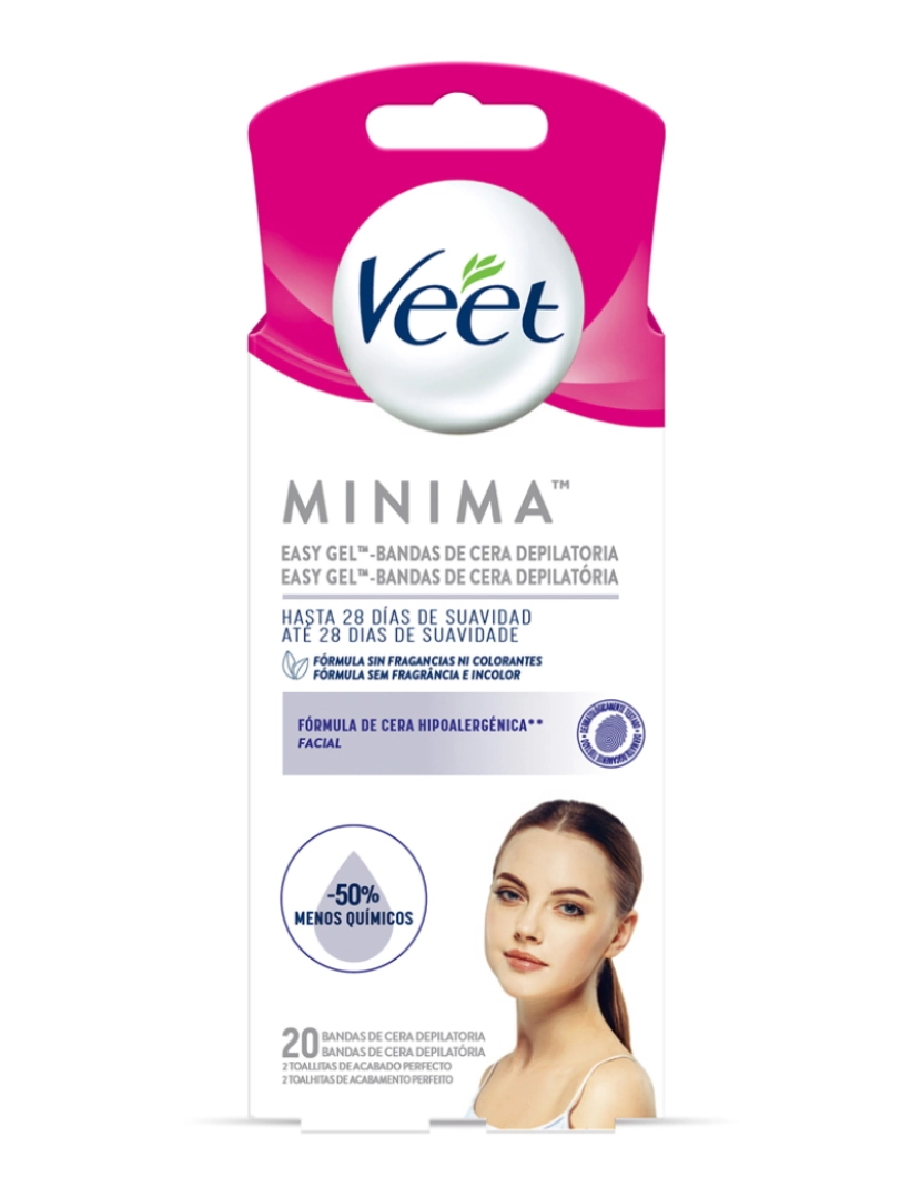 Veet - Bandas De Cera Depilatorias Faciales Pure Piel Sensible 20 U