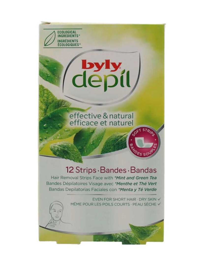 Byly - Bandas Faciais Menta e Chá Verde Depil 12Uds