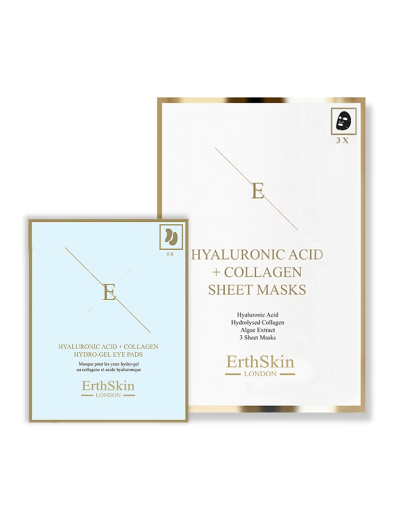 Erth Skin London - Máscara de Ácido Hialurônico e Colágeno - 3 folhas + Ácido Hialurônico + Hidrogel de Colágeno para Olhos 5 X 2