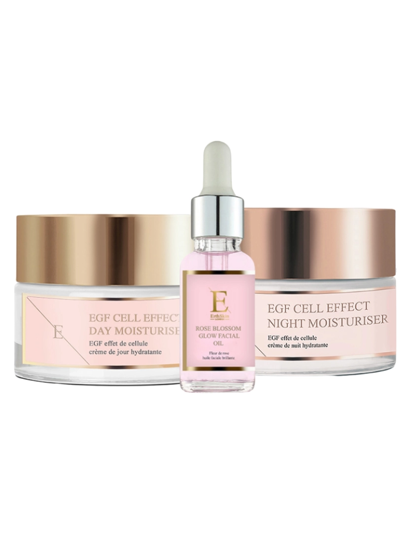 Erth Skin London - Hidratante de dia EGF Cell Effect + Hidratante de noite EGF Cell Effect + Óleo facial de flor de rosa 30ml