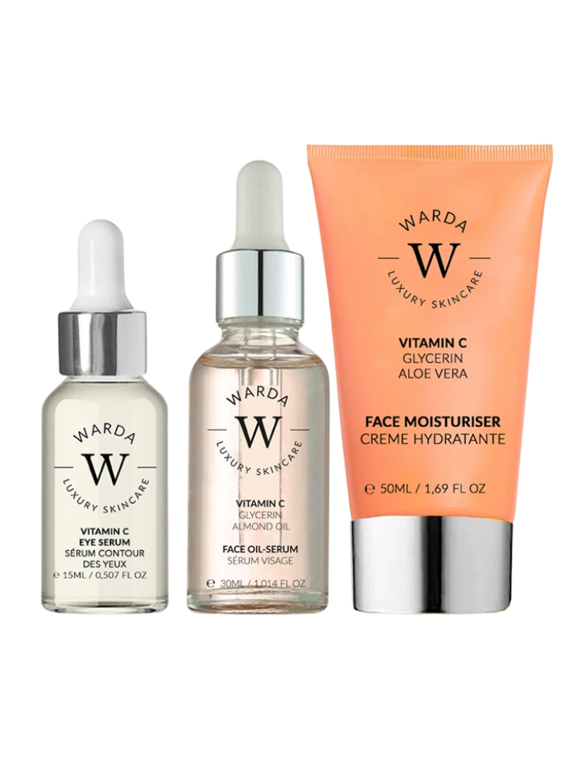 Warda Skincare - CONJUNTO DE PRESENTE GlOWING GLORY VITAMIN C (soro de óleo + soro para olhos + hidratante)