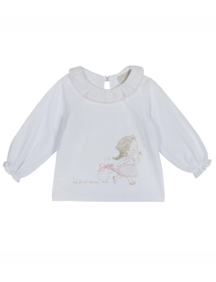 Chicco - T-Shirt Manga Comprida Menina Branco