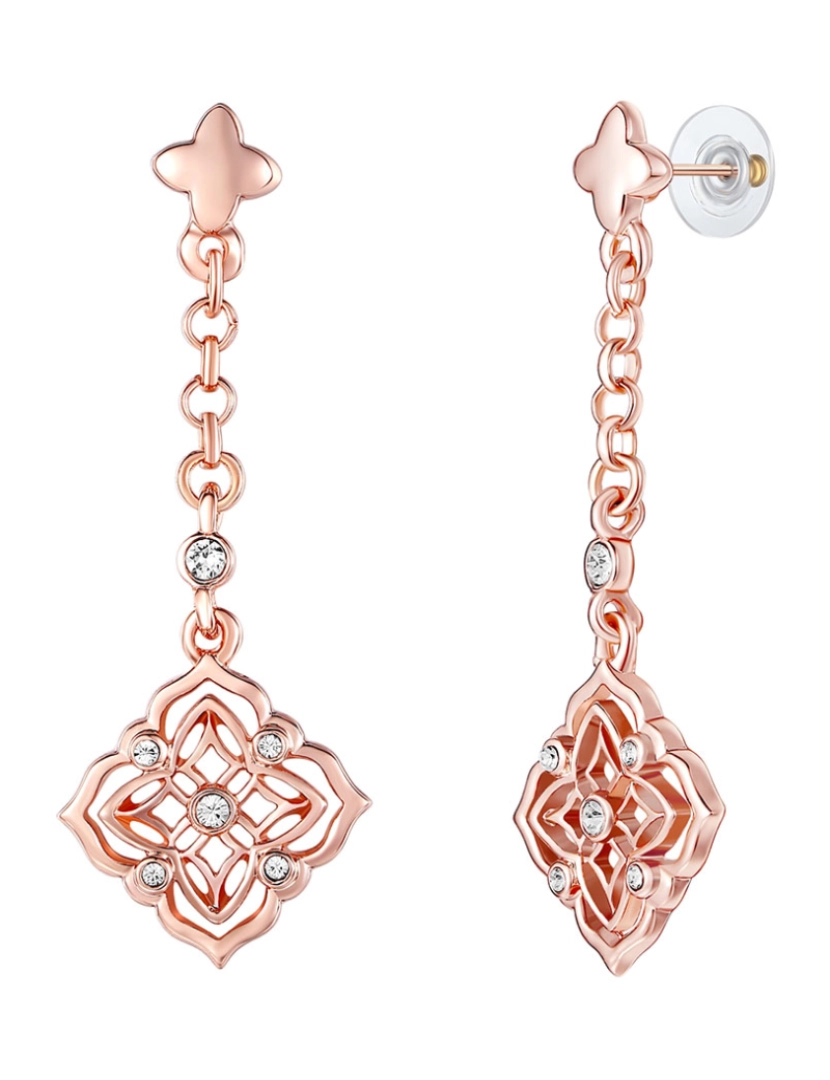 Luluandjane - Brinco gota em ouro rosa enfeitado com cristais Swarovski® branco