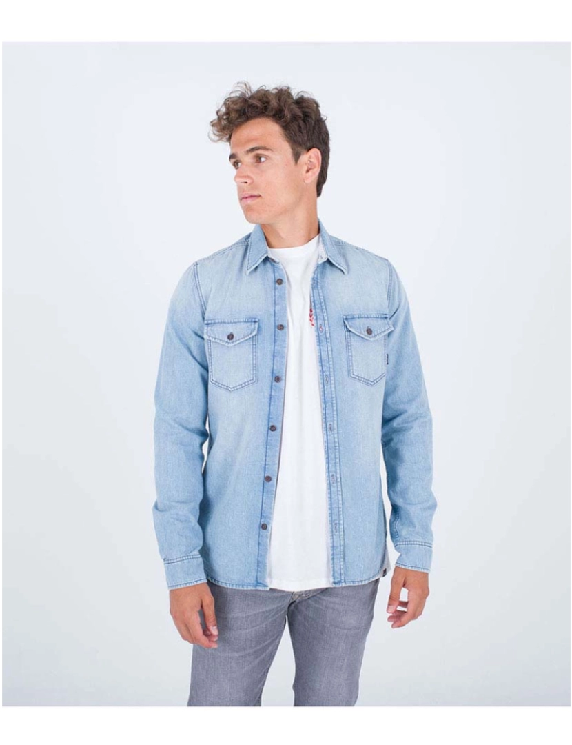 Hurley - Camisa Homem M Oceancare Denim Ls Woven Ligth Denim22 